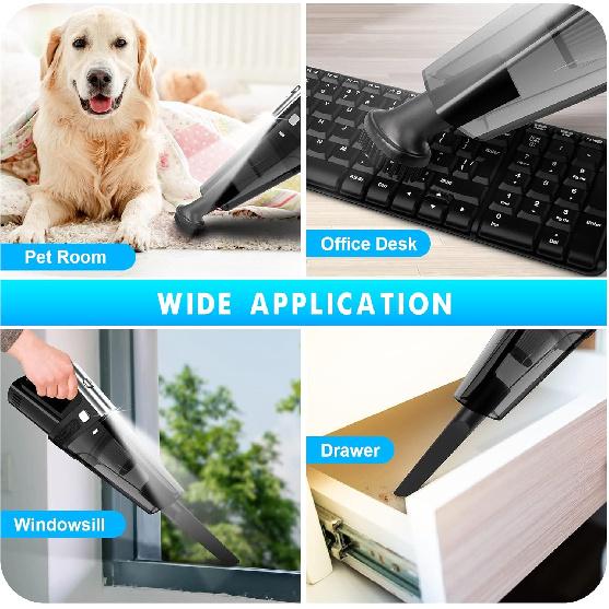 Handstaubsauger Kabellos Mini Tragbar Wiederaufladbar Auto Staubsauger mit 11000PA Starker Saugkraft für Auto Haus und Büro