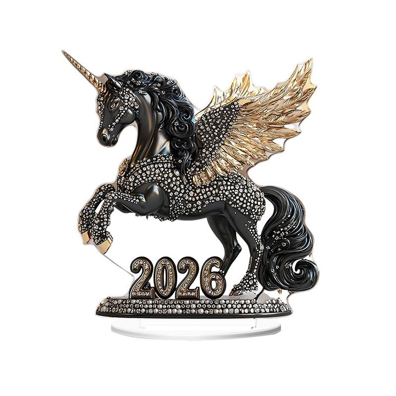 2D Acrylic Ornament 2026 Year Of The Horse Desktop Decorate Miniature Statue Pony Festival Decor Home Office New Year Gift