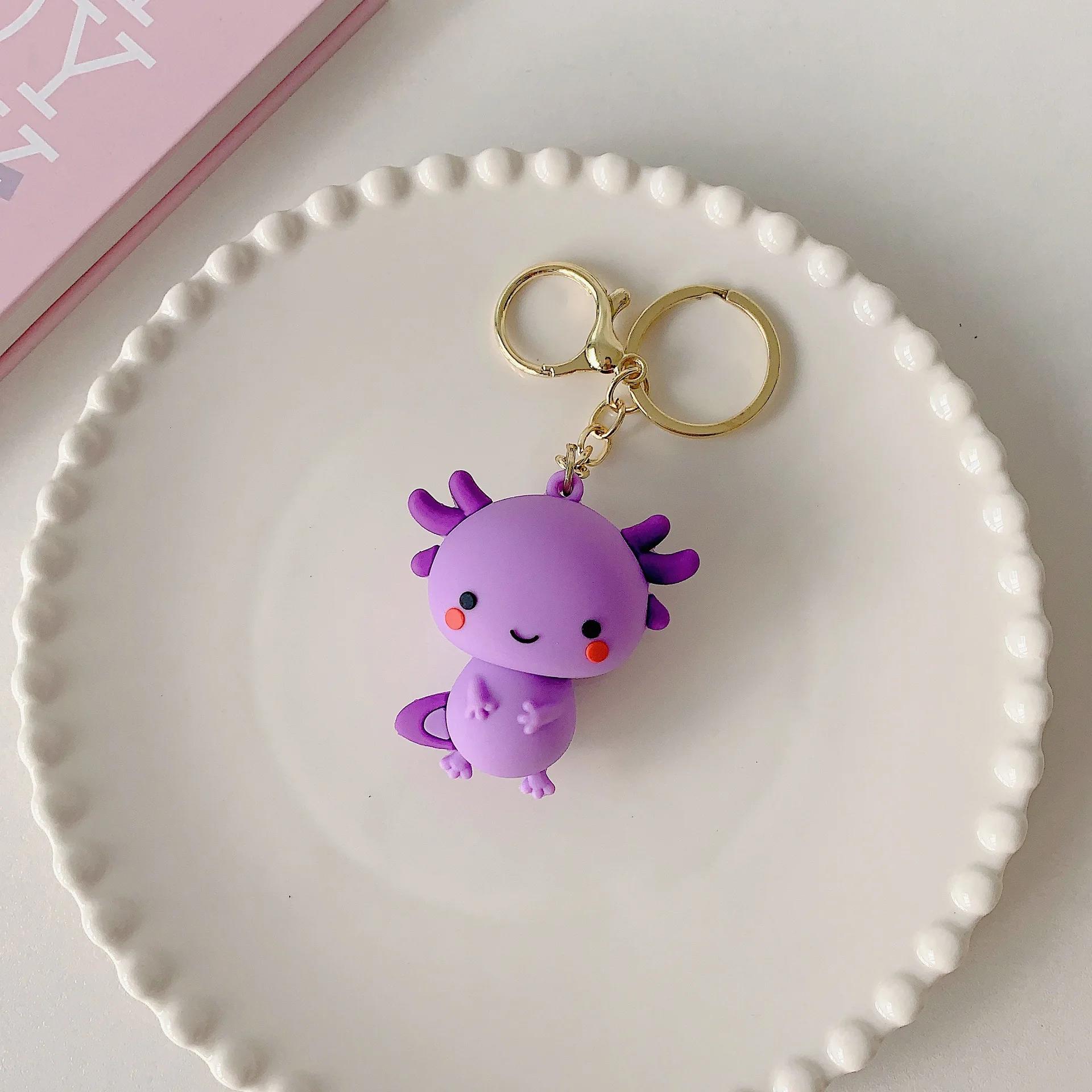

Lovely Axolotl Charm Key Chain for Girls Pink Blue Fish PVC Pendant Keyring Fashion Animal Ornaments for Pet Lovers Souvenirs