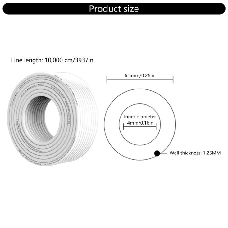 Tube de livraison de liquide flexible en PE de 10000 cm, diamètre 1/4 pouce, tuyau de transfert de liquide, adapté à la plomberie de diverses maisons d'histoires