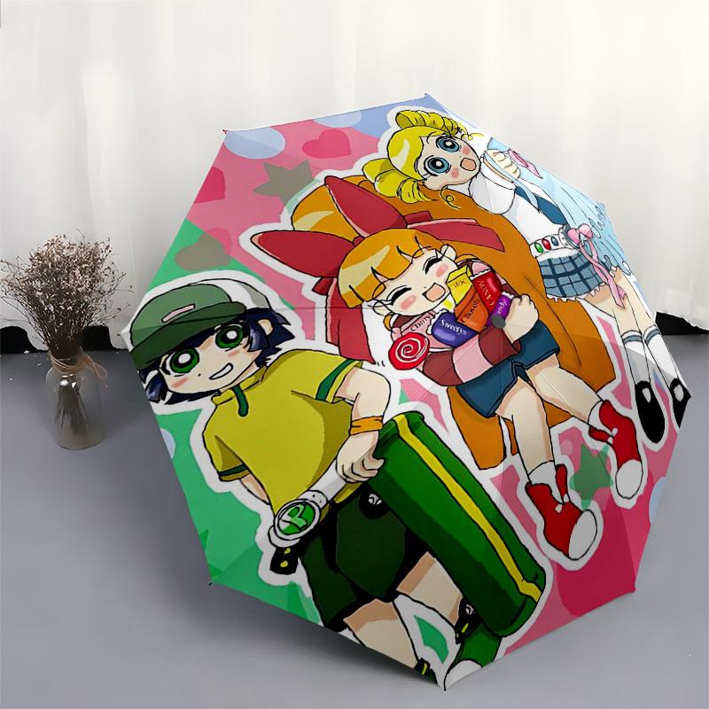 1pc Chibi Characters Automatic Opening/Closing Outdoor Umbrella with Convenient 3-Fold Design, 8-Bone Iron Frame - Perfect for Fans, Travelers, D