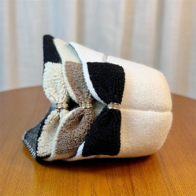 Women's Autumn and Winter Fashionable Warm Bowknot Fisherman Hat, Internet Celebrity Bucket Hat, Korean Style Versatile Knitted Hat