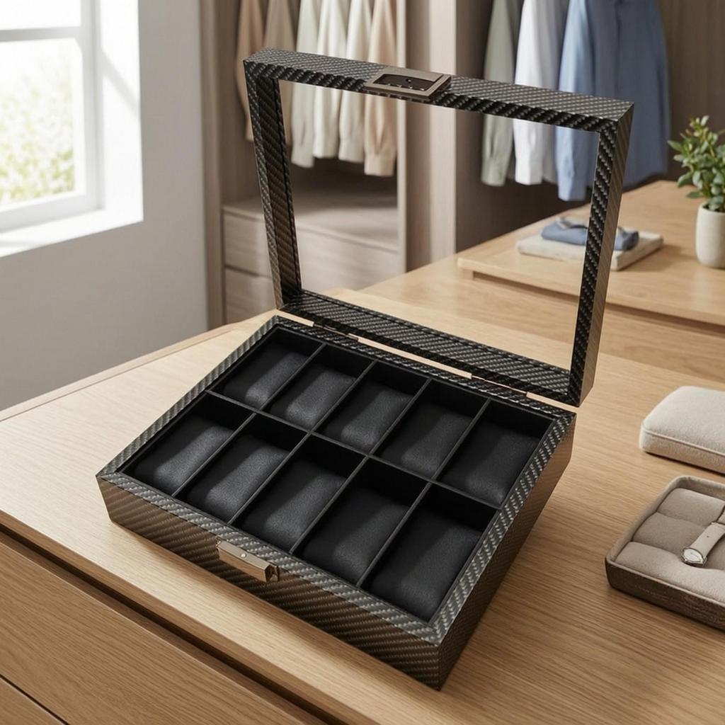 Wooden Watch Box with 10 Slots Soft for Collectors
