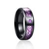 8Mm Men Black Red Stainless Steel Finger Ring Viking Dragon Blue Cubic Zirconia Inlay Finger Ring Nuptial Bridal Band Beveled Edge Comfort FitTrendy
