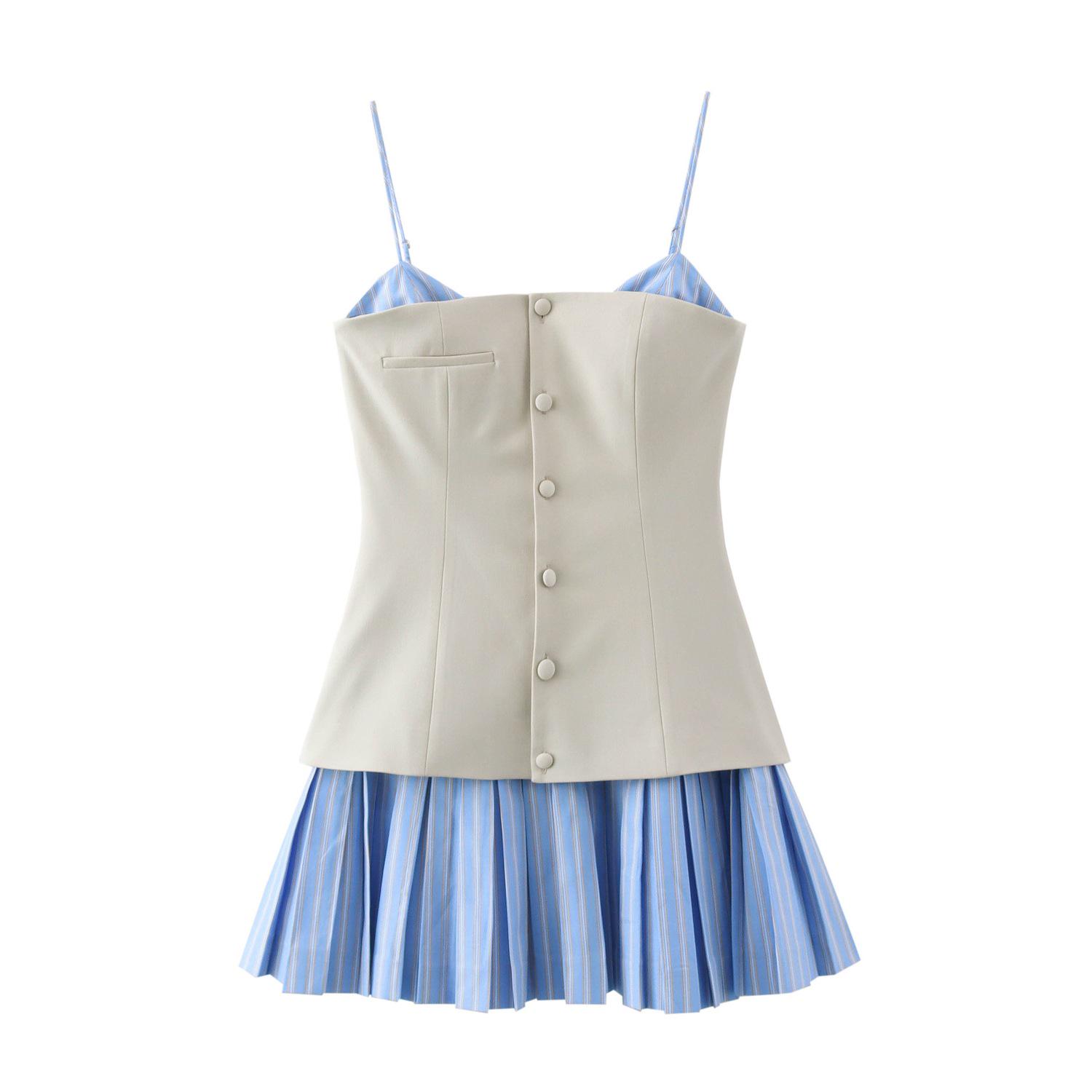 

TAOP&ZA Spring/Summer Women s Sweet Pleated Spaghetti Strap Dress Large