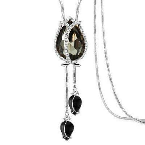 Trendy Korean-Style Tulip Sweater Chain Necklace with Tassel Pendant for Women