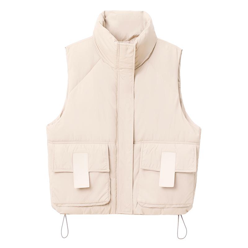 Down cotton short standup collar women's vest 2024 winter new Xiaoxiangfeng vest loose fashion outer vest
