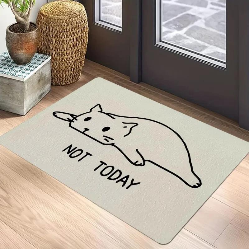 Black Cat Door Mat Non-Slip Entrance Way Mats Welcome Mats Rugs Washable Carpet Home Decoration For Indoor Outdoor