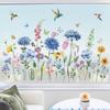 Wondever Summer Garden Flower Window Clings Hummingbird Floral Butterfly Glass Decal Anti Collision Double-Side Static Window Stickers for Home Glass