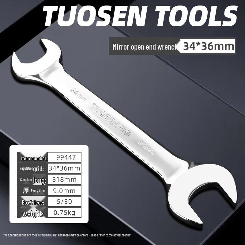 Metric Mirror Finish Double End High Hardness Open End Wrench - Multi-Spec Hand Tool
