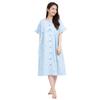 SAZAC Cinnamoroll Cotton Gingham Cinnamoroll Dress/Nightgown, 100% Broadcloth, Women's, Button-Front Loungewear, (Sax/M-L/SAN1781)