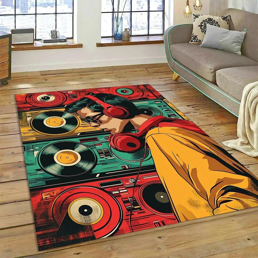 Retro Cassette Tape Carpets for Living Room Decoration Home Hallway Balcony Bathroom Mat Non Slip Parlour Sofa Large Floor Rug