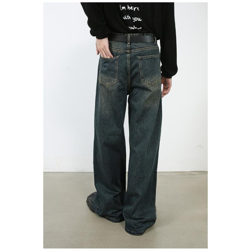 Vintage Loose Wide-leg Jeans Men's Design Sense of Senior Sense of Fried Street Pants Straight Loose Jeans for Men Fashionable and Comfortable Pants