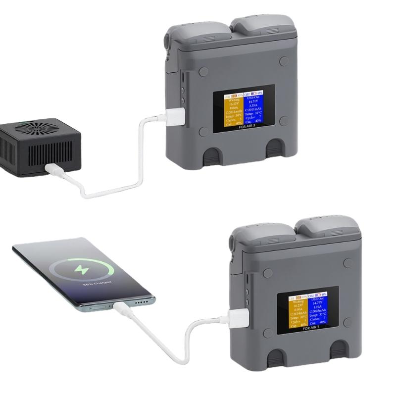 MultiFunction Two Way Drones Charging Station Charging Hubs with USB Port for Air 3 Drones Batteries with USB C Cable