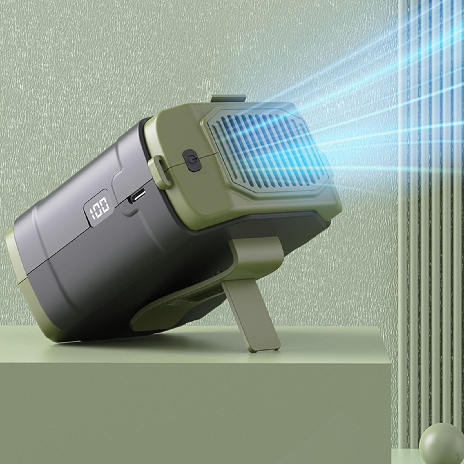 

Portable Waist Clip Fan ,Practical 5 Speeds Cooling for Camping Travel Hiking Farm Outside зелений