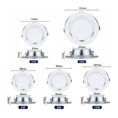 LED Downlight 5W 9W 12W 15W 18W Recessed Round LED Ceiling Lamp AC 220V 230V 240V Indoor Lighting Warm Cold White