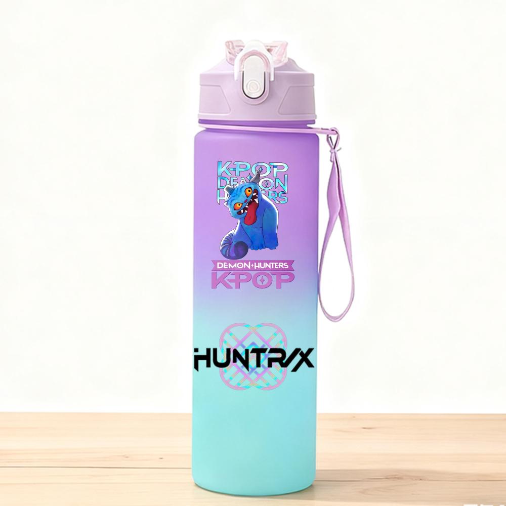 750ML KPop Demon Hunters Sport Water Bottle Adorable Cartoon Anime Plastic Cup Portable Cold Drink Box designed for Children Children