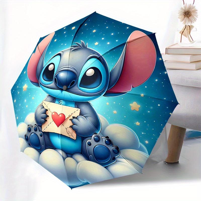 1pc Stitch Love Pattern Automatic Open/Close Umbrella, Umbrella with cartoon Design, graduate Gift-N0704006