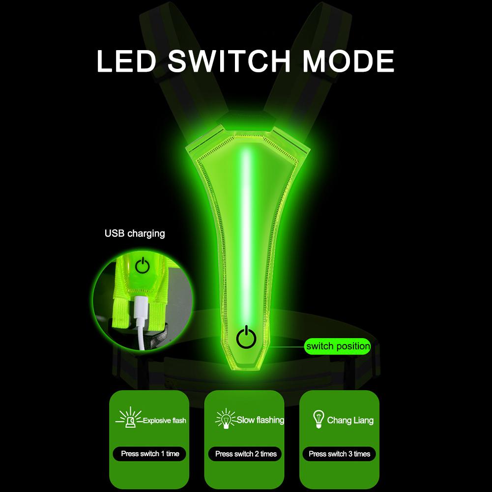 LED Reflective Vest Running Gear 3 Lights Mode USB Rechargeable Light Up Running Vest Chest Phone Holder for Women Men Kids