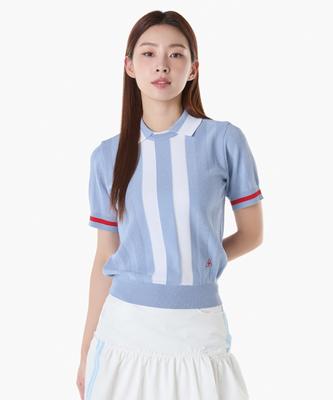 LECOQ GOLF Women'S Line Point Short Sleeve Collar Sweater (Gq122Lkp32)