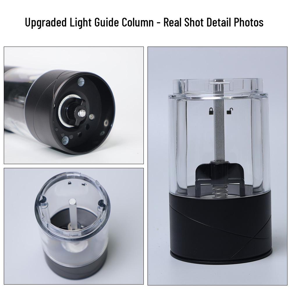 USB Rechargeable Electric Pepper Grinder, Adjustable Coarseness, Kitchen Automatic Black Pepper and Sea Salt Mill.