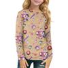 Children's Witch  Printed Long Sleeved Round Neck Top With Floral Print For Daily Casual T-shirt