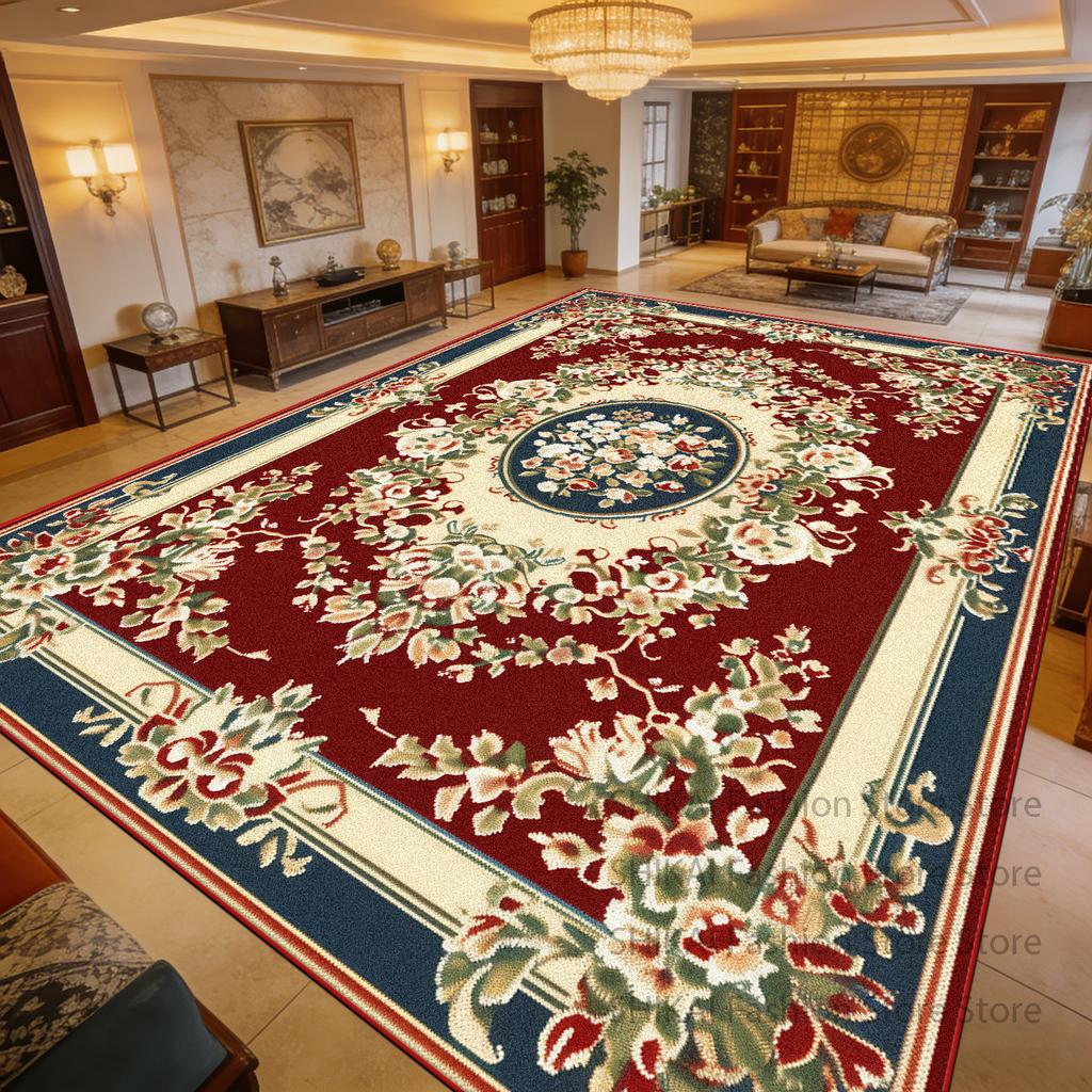 European Red Luxury Soft Living Room Carpet Decoration Bedroom Bedside Non-slip Rug Large Area Easy Clean Lint-free Floor Mats