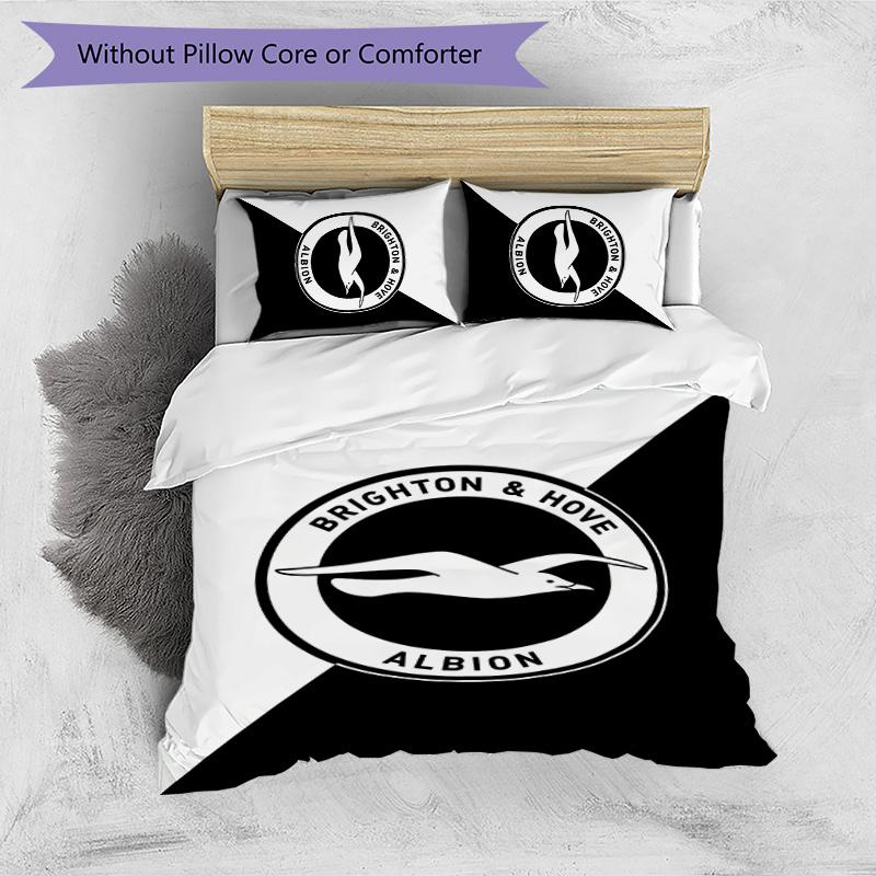 Set Lenzuola Stampato Brighton & Hove Albion Football 3 Pezzi, Set Copripiumino Confortevole e Delicato sulla Pelle per Camera da Letto