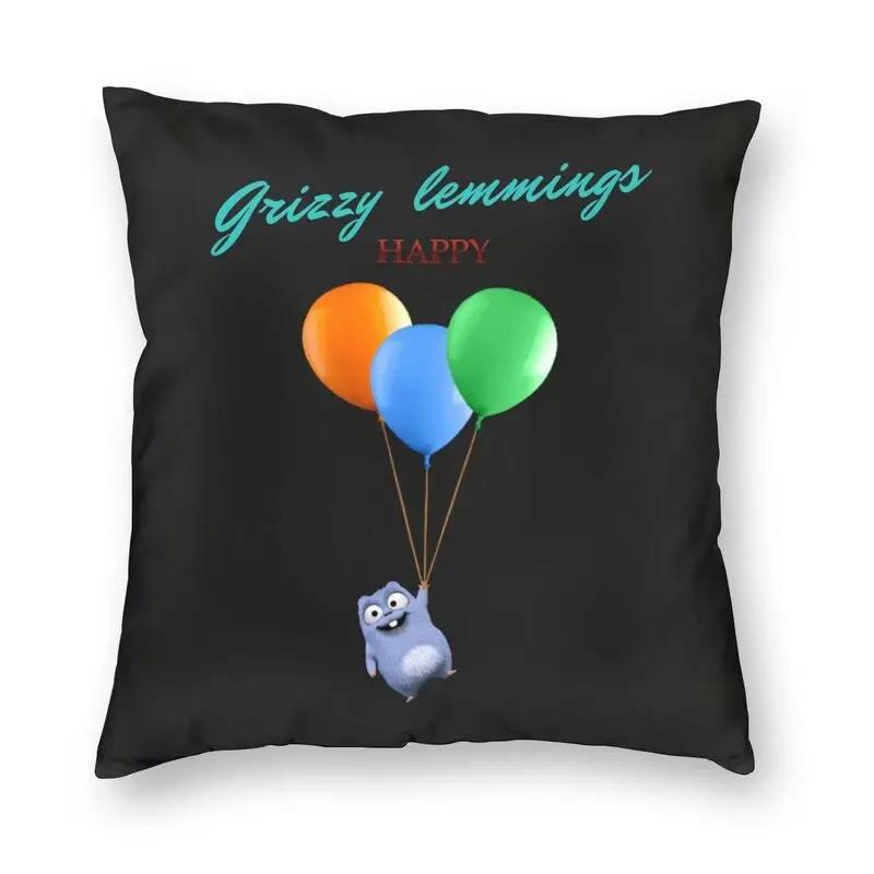 Happy Grizzy And The Lemmings Cushion Cover Sofa Home Decor Cartoon Lemmings Bear Square Throw Pillow Cover 45x45cm