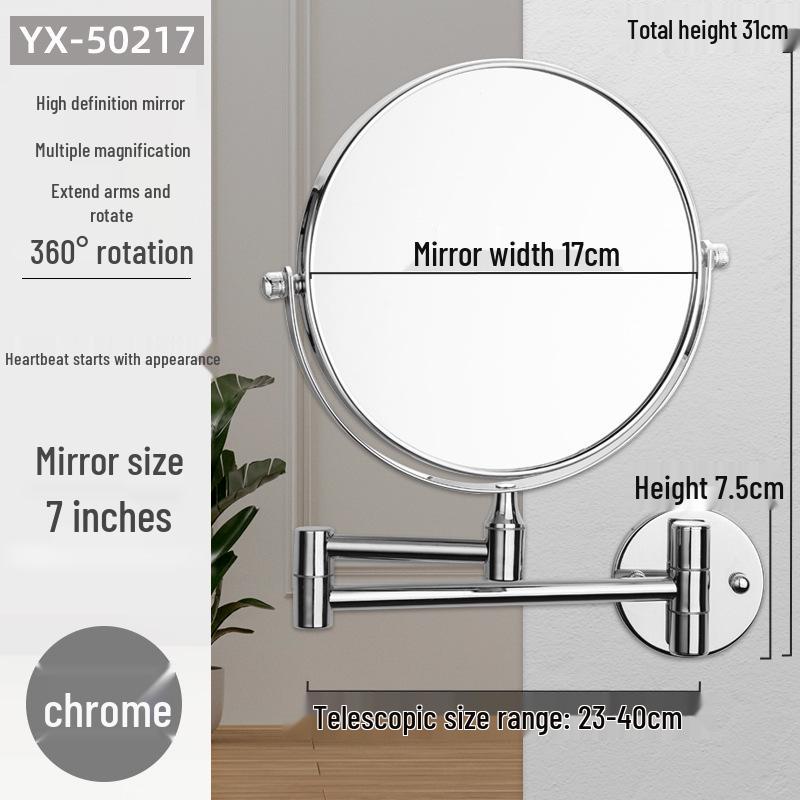 Double-Sided Retractable Wall-Mounted Vanity Mirror for Makeup and Dressing