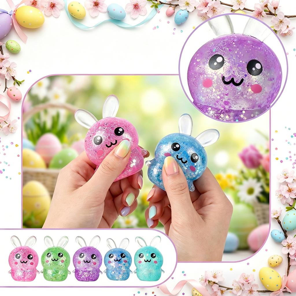 Easter Bunny Squishy Toy Slow Rising Stress Relief Squeeze Toy for Adults and Kids Soft PU Foam Cute Animal Design