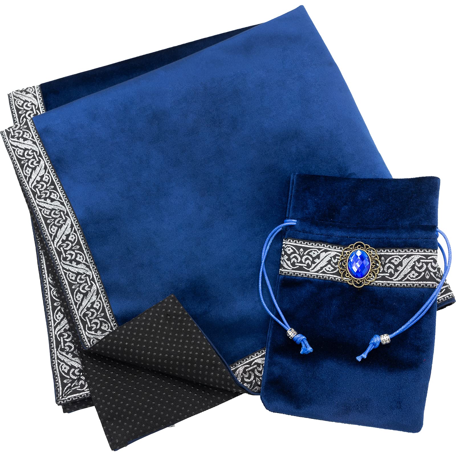 MARDUK Tarot Cloth 65cm×65cm Non-Slip Large Velvet for Tarot and Oracle Cards Blue