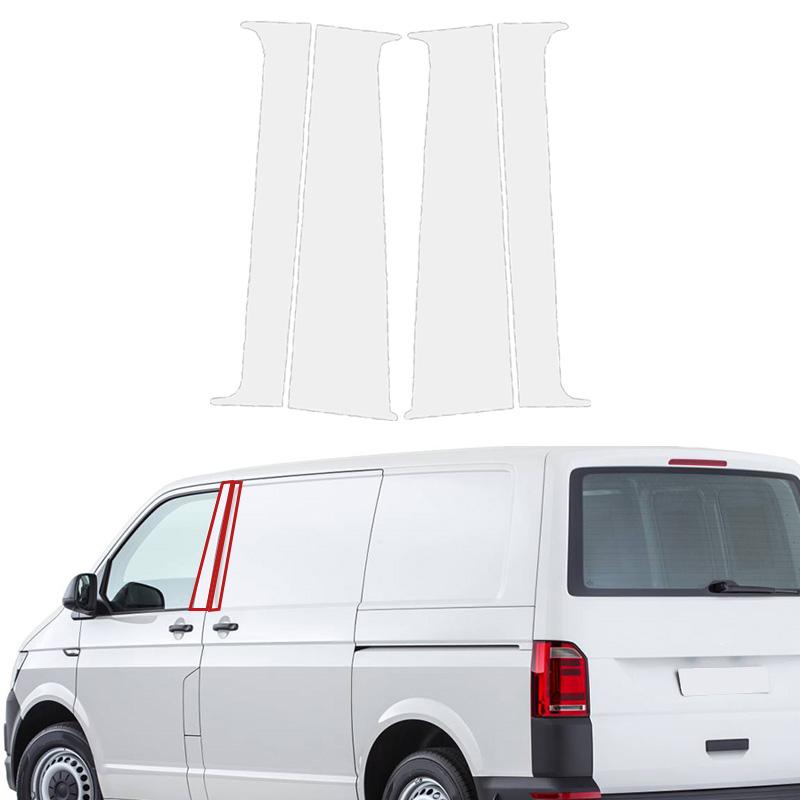 4Pcs Silvery Window Decal Pillar Posts Sticker Cover Door Trim Car Accessories Fit For VW T5/T6 2008-2021