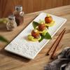 Zhishi 18.3-inch Rectangular Rock White Ceramic Dinner Plate