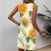 Robe d'été décontractée à fleurs pour femme, col rond, sans manches