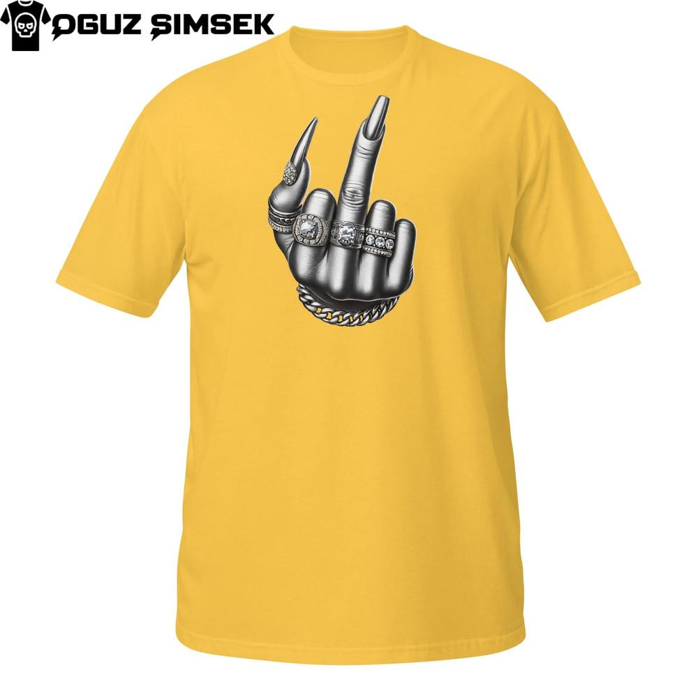 

Stylish F U Hand T-Shirt – Silver Nail Lady Gesture Streetwear Graphic Design M