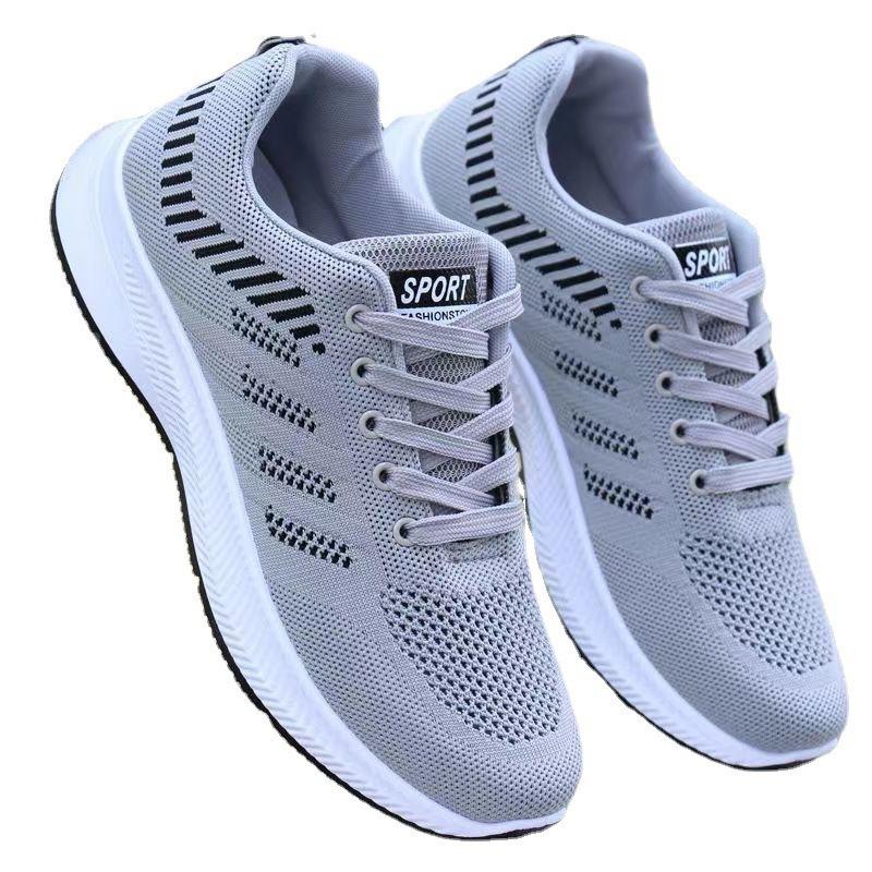 Men's shoes spring new soft-soled comfortable casual shoes fly-woven mesh breathable lightweight outdoor sports platform shoes
