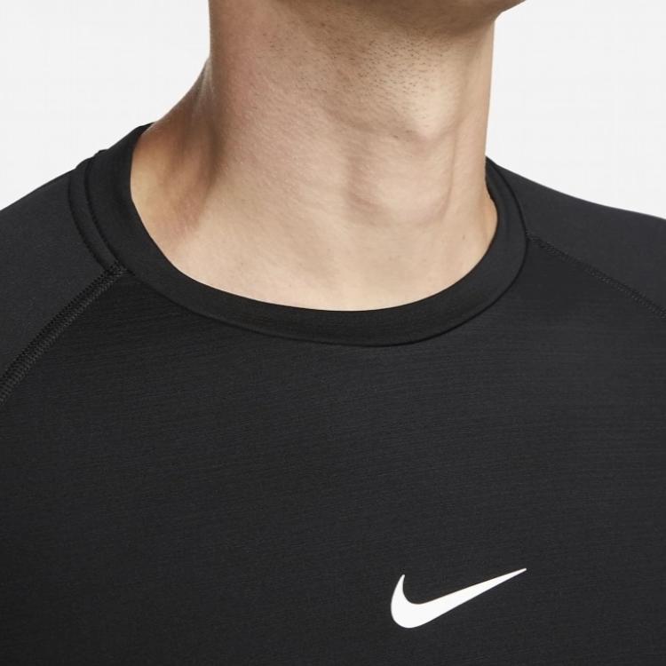 Nike Pro Warm Solid Logo Sports Thermal Crew Neck Long Sleeve T-Shirt Men Tops Black FB7982-010