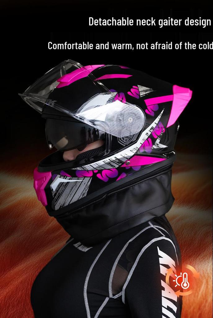 Certified Full Face Motorcycle Helmet for Men & Women, Warm, All-Season, for Electric Vehicles and Winter Riding