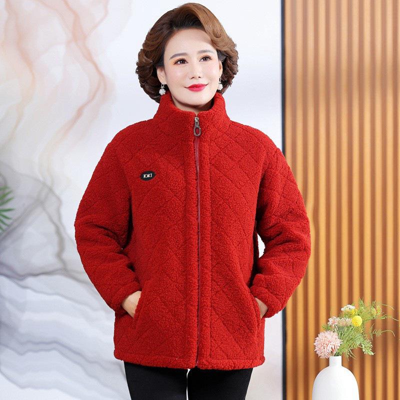 Mom's Autumn/Winter Velvet Hoodie: Thick, Short, Plus Velvet Jacket for Fashionable Middle-Aged and Elderly Women.