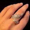 Huitan Bright Marquise Cubic Zirconia Rings for Women Fashion Exquisite Wedding Band Jewelry Chic Modern Adjustable Accessories
