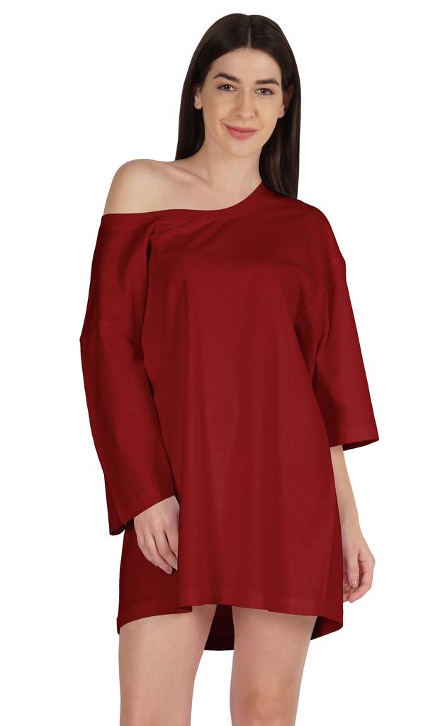 Inkmeso Solid Boyfriend T-Shirt Top For Women Loose Fit Long Sleep Shirt Tee