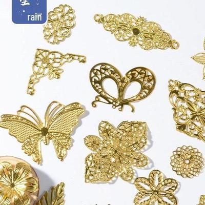Handmade Metal Flower Hairpin DIY Kit: Golden Applique & Ancient Style Mix