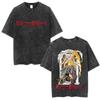 Vintage Washed Death Note Misa Amane Graphic TShirt Unisex Casual Cotton Loose Tee Mens S Manga Retro Streetwear