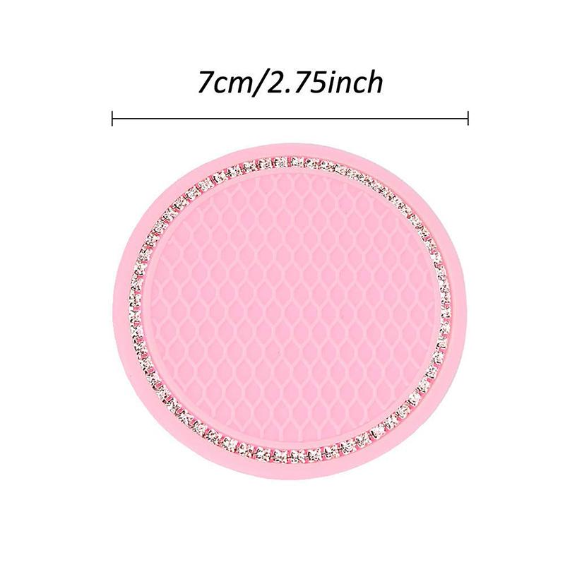 Non-slip Car Water Cup Pad Luminous Car Coaster Pad Mat Cup Bottle Holder Rhinestone Rubber Pad Mat Car Styling Accessories
