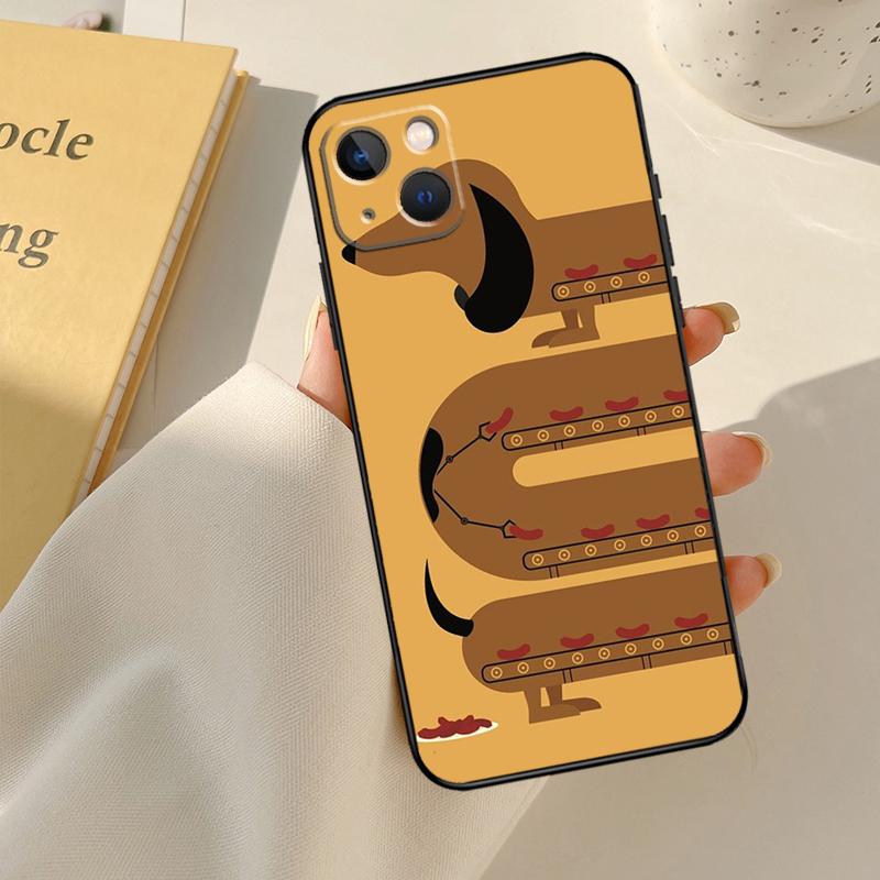 Cartoon Dachshund Sausage Dog Cover For iPhone 13 14 15 16 Pro Max 12 Mini 11 14 15 16 Pro Max Plus X XR XS Max Phone Case