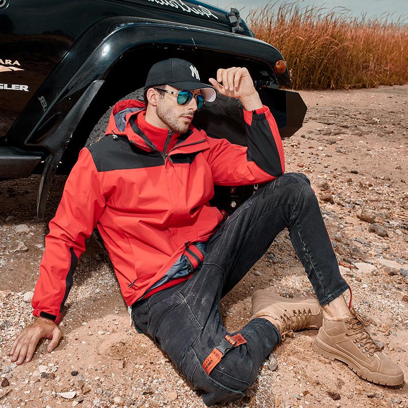 Unisex Windproof Outdoor Jacket: Detachable Two-Piece, 3-in-1 Waterproof Mountaineering Suit for Couples