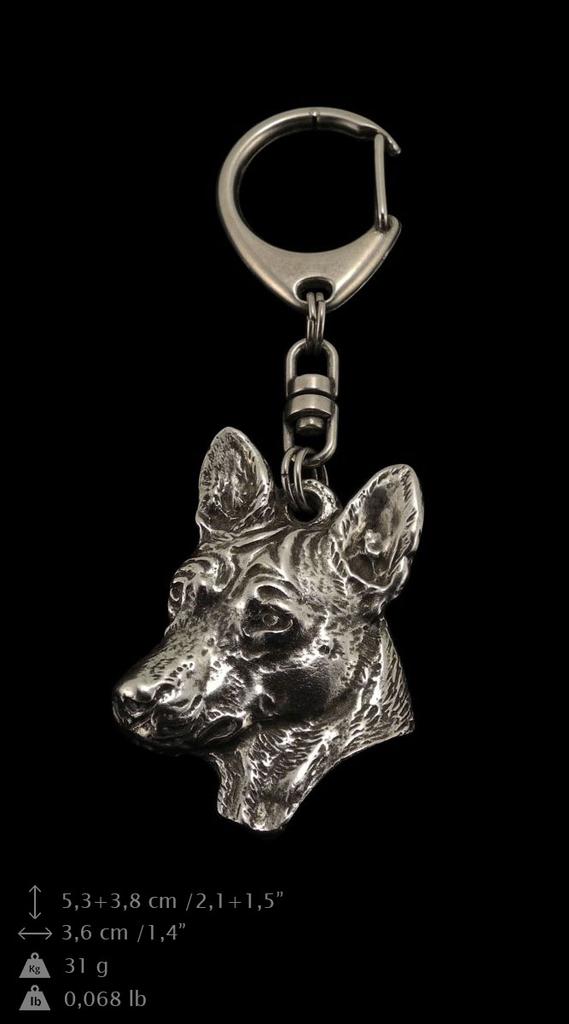 Basenji, African Bush Dog, Congo Dog - Silver-plated Key Ring with a Dog In a Gift Box, Handbag Decoration, Backpack Pendant by Art-Dog Brand