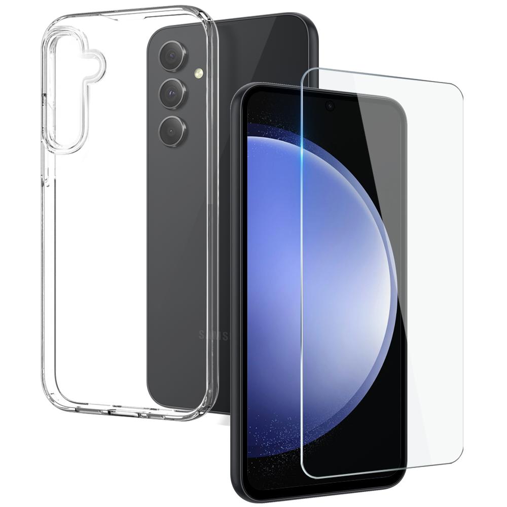 

Чехол NORTHJO для телефона Samsung Galaxy S23 FE из ТПУ с пленкой из закаленного стекла Transparent