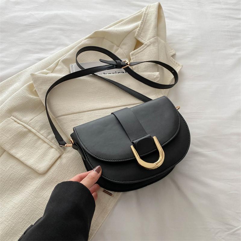 

Trendy Street Style Pu Saddle Shoulder Bag For Women With Phone Pocket Black Brown Green White чёрный